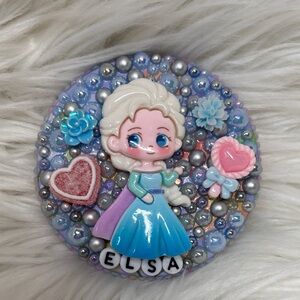 Elsa Themed compact mirror with Blue and Purple Accents